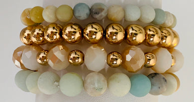 Amazonite Gold Bracelet Stack