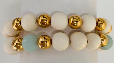 Gold and White Wood Bracelet